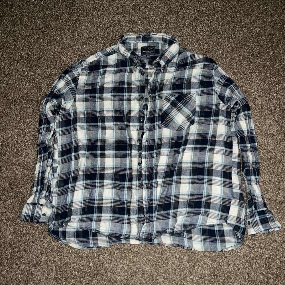 Jackson Hole Flannel Vintage OG Black Grey Blue White Dress Long Sleeve Shirt